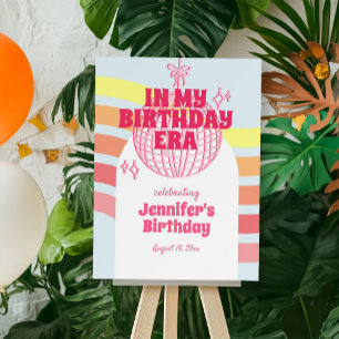 Retro In My Era Pink Disco Ball Birthday Party Foam Board