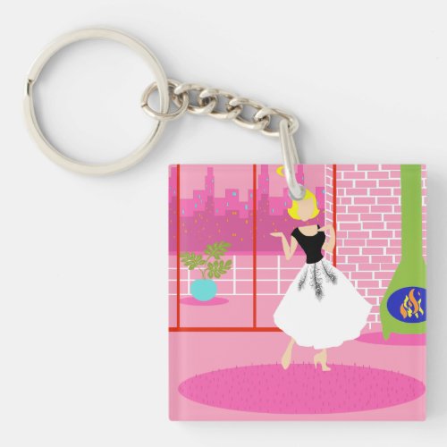 Retro In the Pink Acrylic Keychain