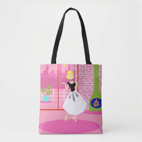 Retro In the Pink All_Over Print Tote Bag