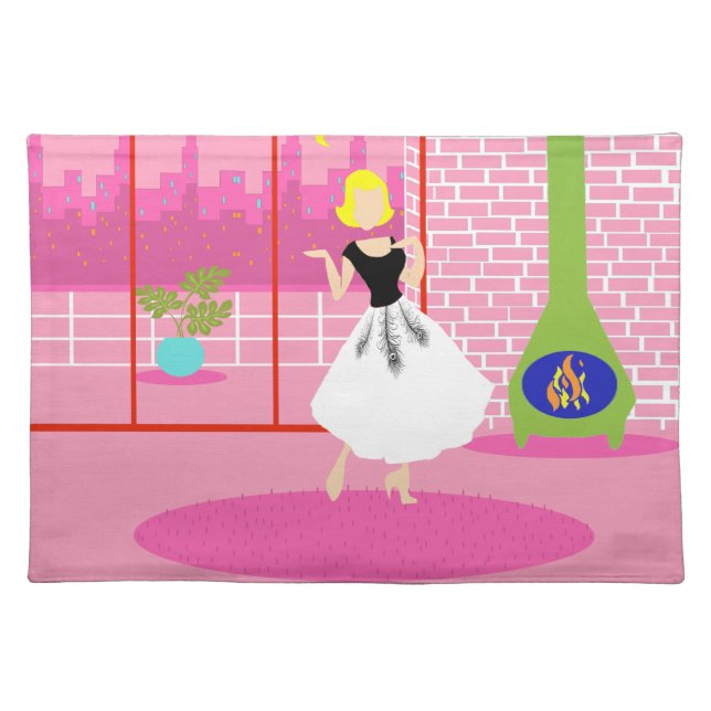 Retro In the Pink Cloth Placemat (Front)