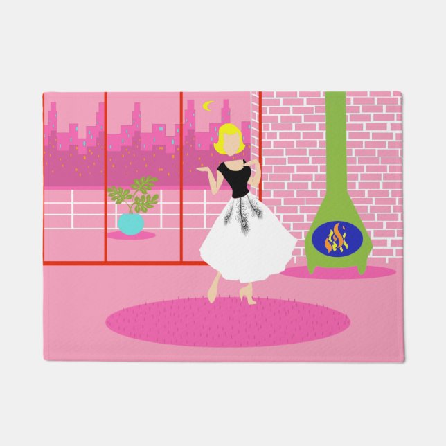 Retro In the Pink Door Mat (Front)