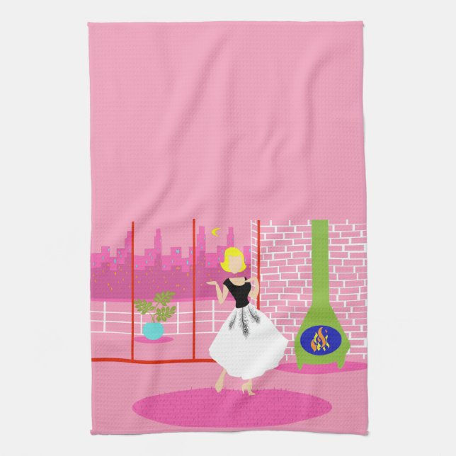 Retro In the Pink Kitchen Towel (Vertical)