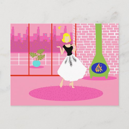 Retro In the Pink Postcard