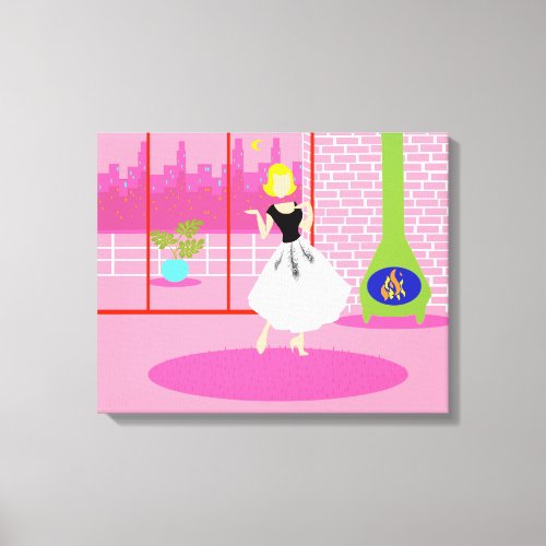 Retro In the Pink Stretched Canvas Print