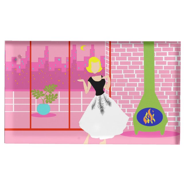 Retro In the Pink Table Card Holder (Front)