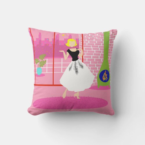 Retro In the Pink Throw Pillow