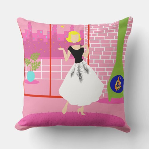 Retro In the Pink Throw Pillow