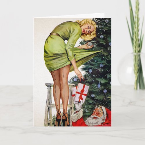 Retro Inappropriate Santa Holiday Card