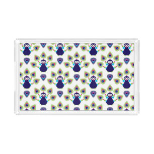 retro india exotic peacock acrylic tray