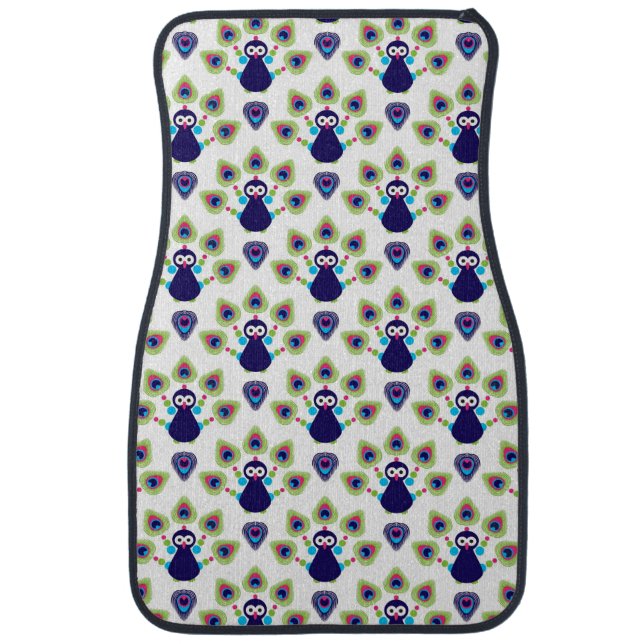 retro india exotic peacock car floor mat (Front)