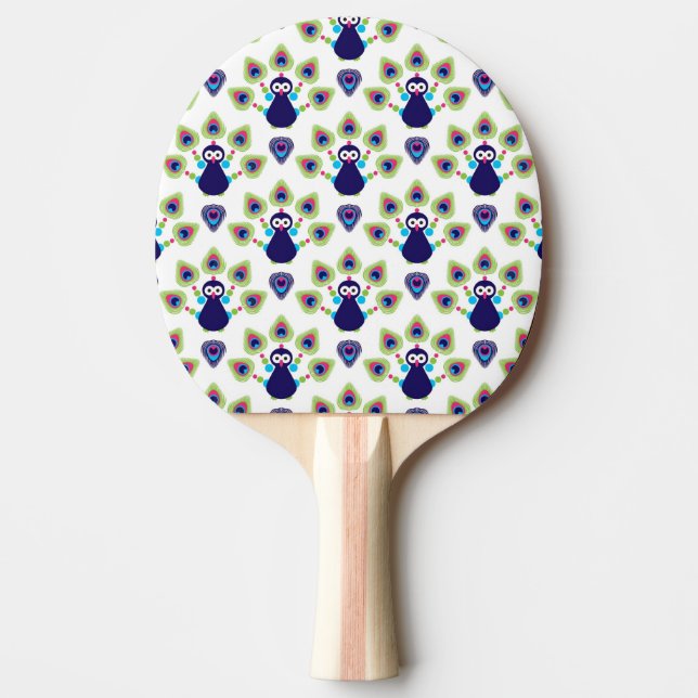 retro india exotic peacock ping pong paddle (Front)