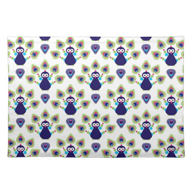 retro india exotic peacock placemat (Front)