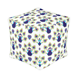 retro india exotic peacock pouf