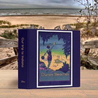 Retro Indiana Dunes Beach Travel Poster Scrapbook