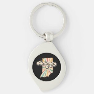 Retro Indiana Map Artwork Vintage State Design Keychain