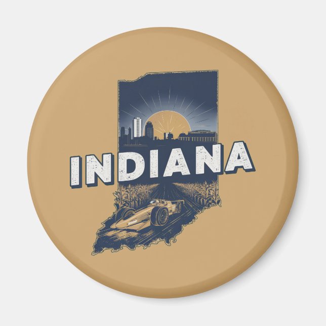 Retro Indiana Scenic Silhouette Magnet (Front)