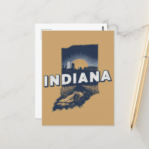 Retro Indiana Scenic Silhouette Postcard