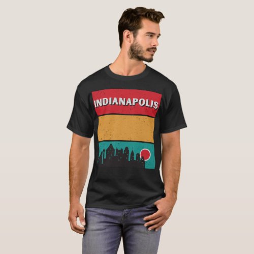 Retro Indianapolis City Indiana Skyline Vintage T_Shirt