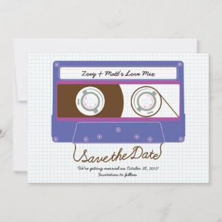 Retro Indie Mixtape Purple / Blue Save the Date