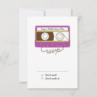 Retro Indie Mixtape Wedding (Purple/Lime) RSVP Card
