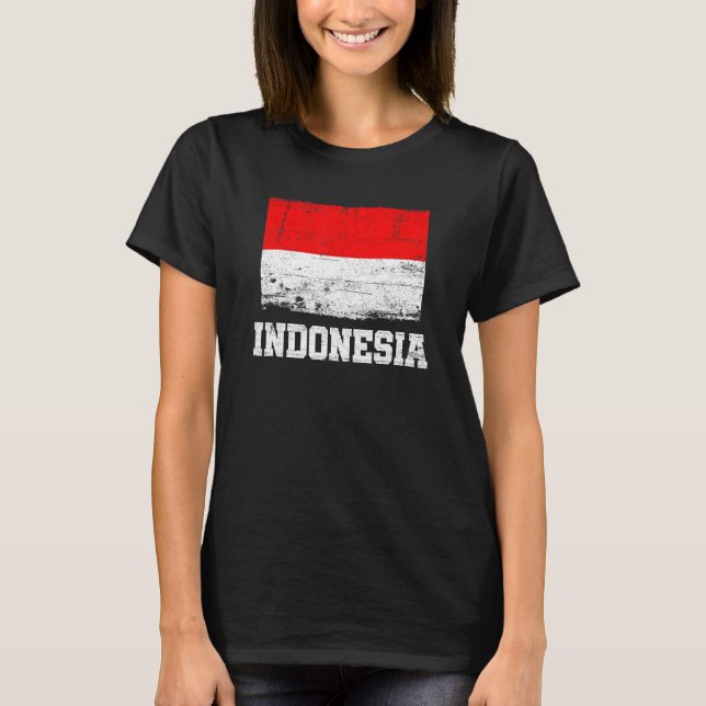 Retro Indonesia Flag Vintage Indonesian Pride T-Shirt (Front)