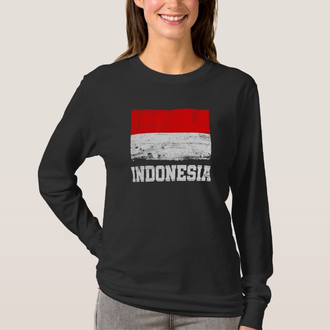 Retro Indonesia Flag Vintage Indonesian Pride T-Shirt (Front)