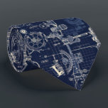 Retro Industrial Blue print Engineering Neck Tie<br><div class="desc">This tie showcases a retro-inspired blueprint design with intricate engineering details and mechanical illustrations set against a bold navy blue background. Perfect for engineers, mechanics, or anyone with a love for vintage industrial design, this tie adds a stylish and nostalgic touch to any outfit. Whether for a formal occasion or...</div>