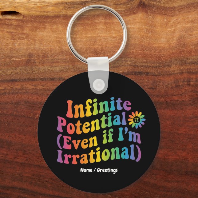 Retro Infinite Potential Irrational Pi Day Math  Keychain (Front)