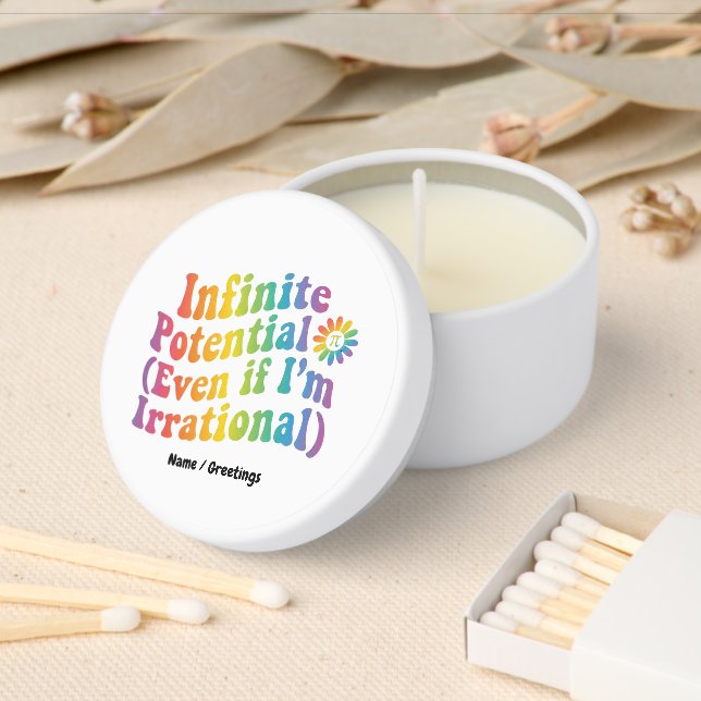 Retro Infinite Potential Irrational Pi Day Math  Mini Candle Favors (Insitu)