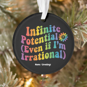 Retro Infinite Potential Irrational Pi Day Math Ornament
