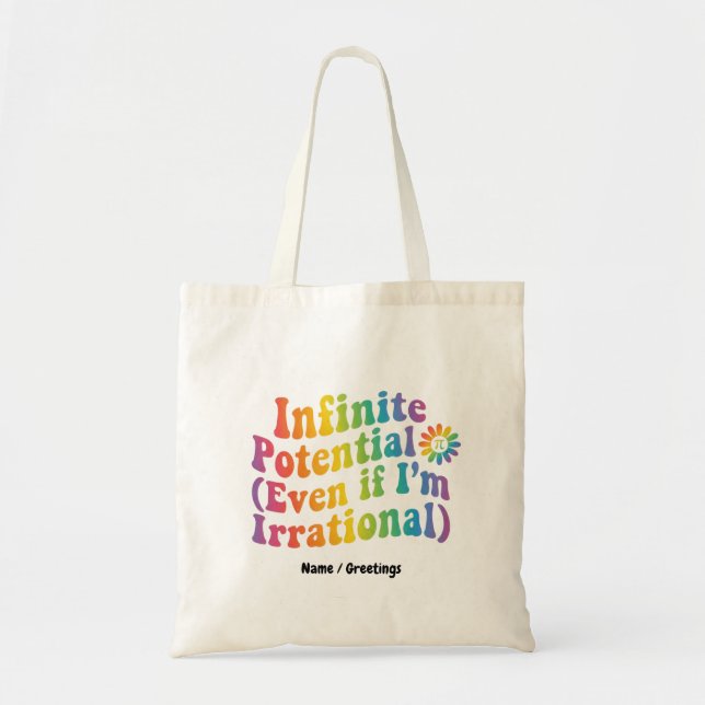 Retro Infinite Potential Irrational Pi Day Math  Tote Bag (Front)