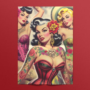Retro Inked Girls Tissue Paper