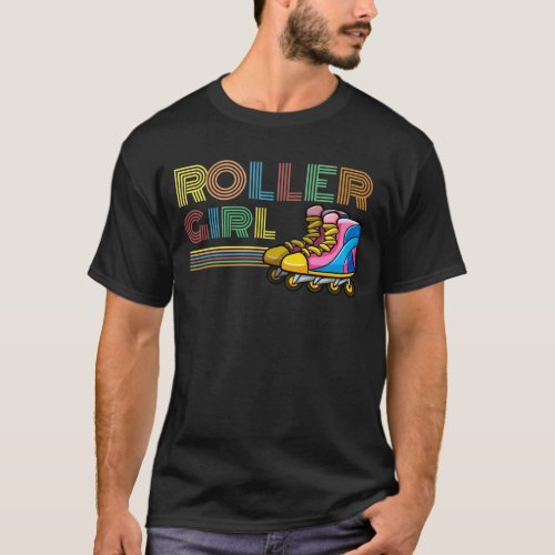 Retro Inline Skater Girl Roller Skates Lover T_Shirt