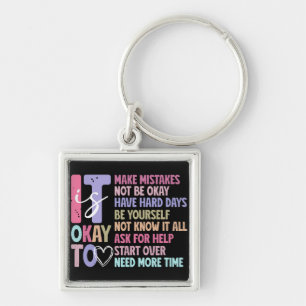 Retro Inspirational Self Care Keychain