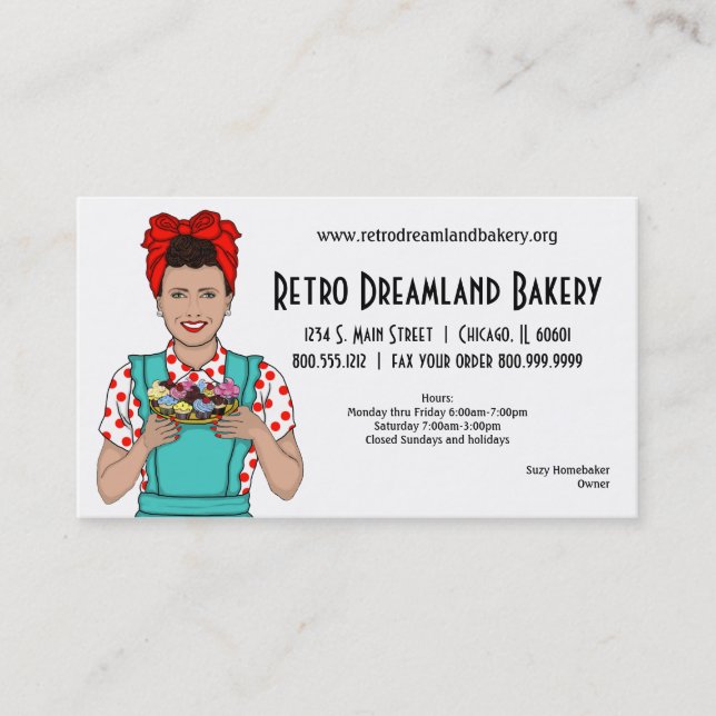 Retro Inspired Bakery Business Card (Front)