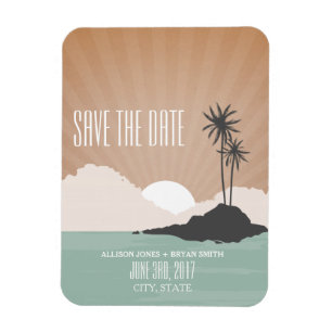 Retro Inspired Beach Wedding Save The Date Magnet