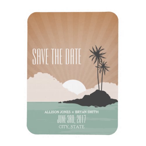 Retro Inspired Beach Wedding Save The Date Magnet