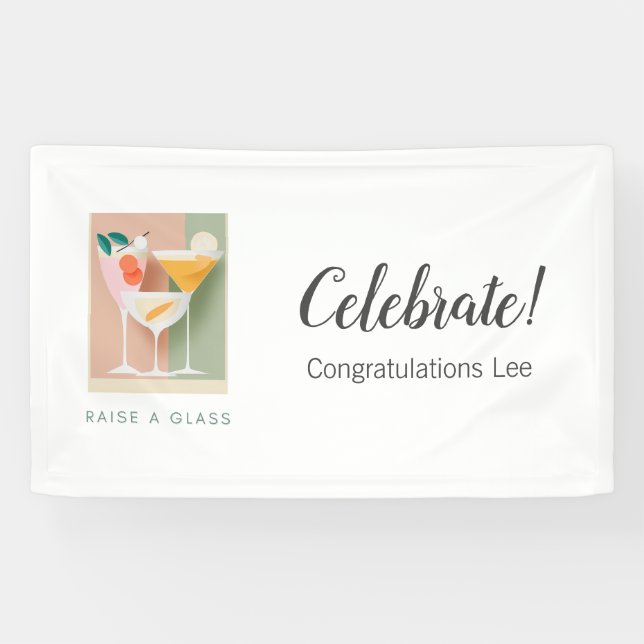 Retro-inspired cocktail banner in soft pastels (Horizontal)