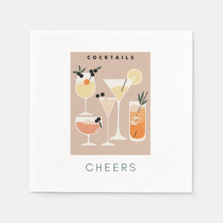Retro-inspired cocktail napkins in soft pastels