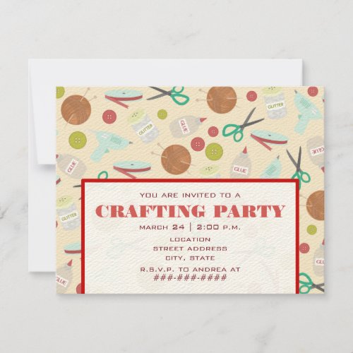 Retro Inspired Crafting Party Invitation