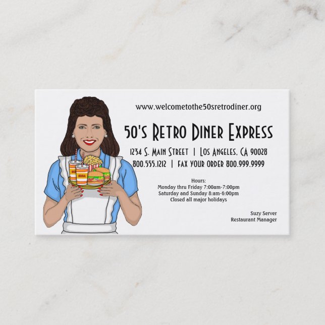 Retro Inspired Diner Or Restaurant Business Card (Front)