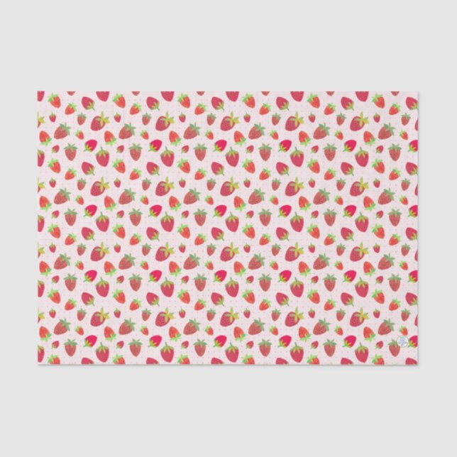 Retro-Inspired Hand-Illustrated Chic Strawberry Tissue Paper (Front)