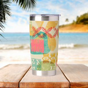 Retro Inspired Hawaiian Print pattern Insulated Tumbler