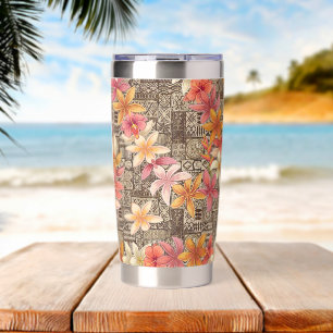 Retro Inspired Hawaiian Print pattern Insulated Tumbler