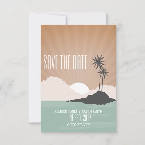 Retro Inspired Island Beach Wedding Save The Date