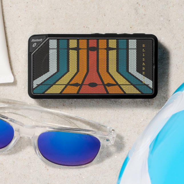 Retro-Inspired Line Design Custom Text Bluetooth Speaker (Insitu(Beach))