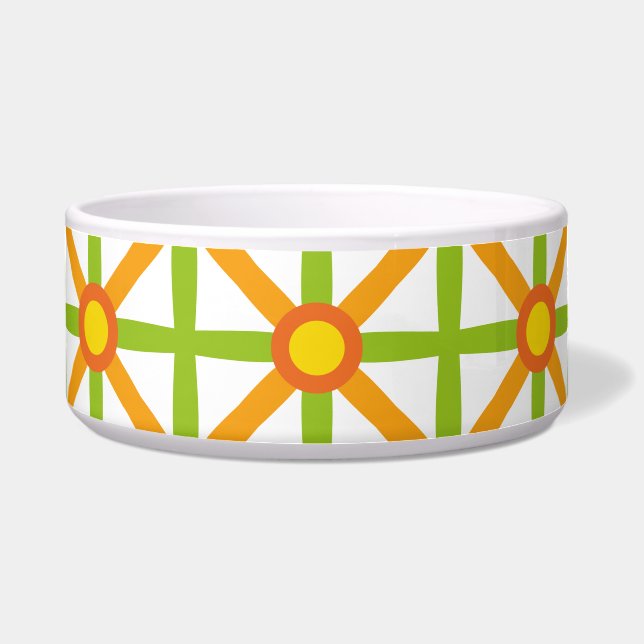 Retro Inspired Orange Green & Yellow Pattern Bowl (Front)