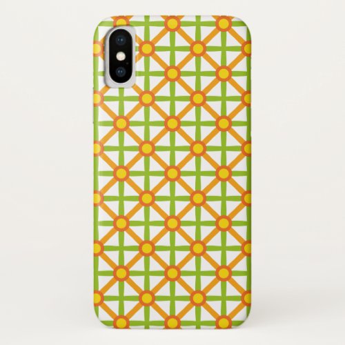 Retro Inspired Orange Green  Yellow Pattern iPhone X Case