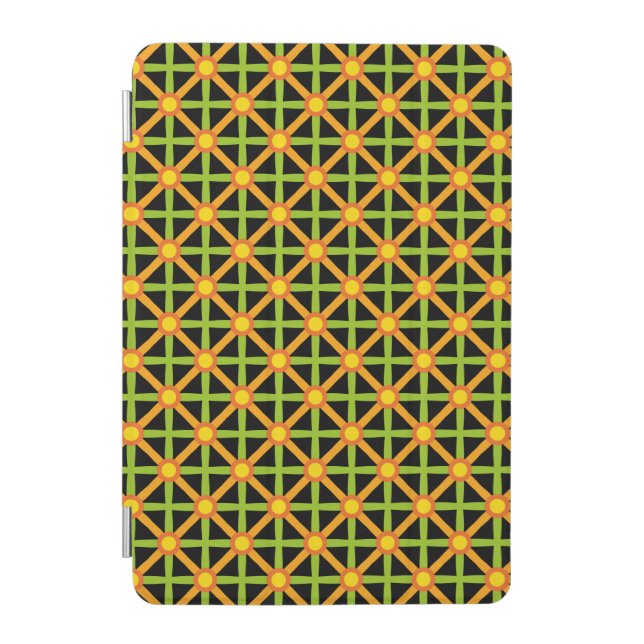 Retro Inspired Orange Green & Yellow Pattern iPad Mini Cover (Front)