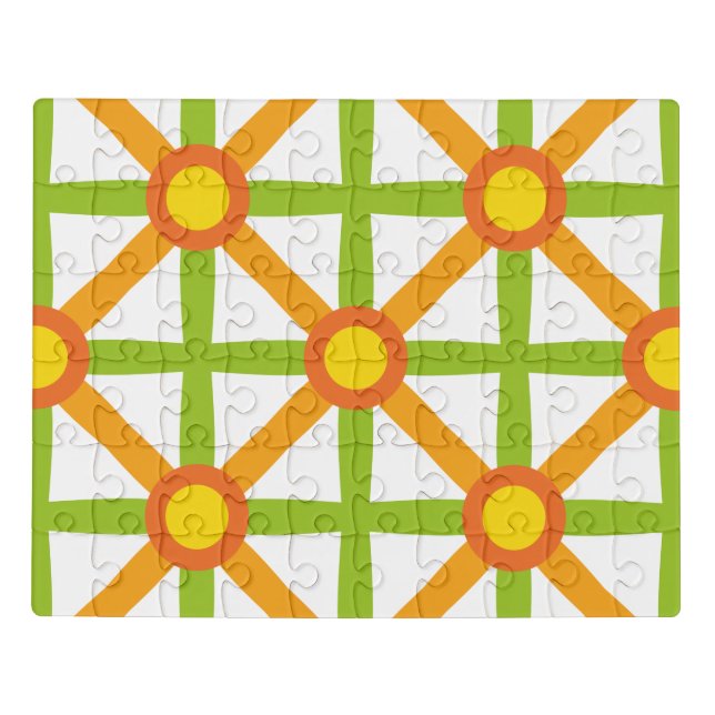 Retro Inspired Orange Green & Yellow Pattern Jigsaw Puzzle (Puzzle Horizontal)